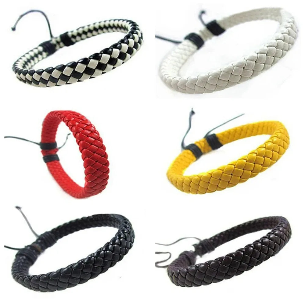 2024 New Unisex Rope Hand-woven Fashion Bracelet Surfer Multi-color Cuff Adjustable Simple Leather Bangle Jewelry Gifts