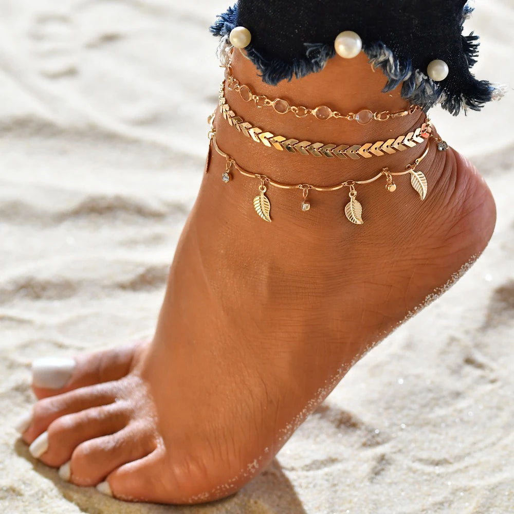 3pcs/set Bohemian Anklets Foot Accessories Summer Beach Barefoot Sandals Bracelet Female Fashion Jewelry For Women Gifts